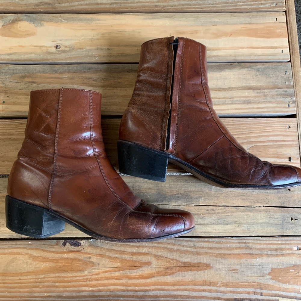 Florsheim Duke Bike toe zipper brown ankle boots size 7